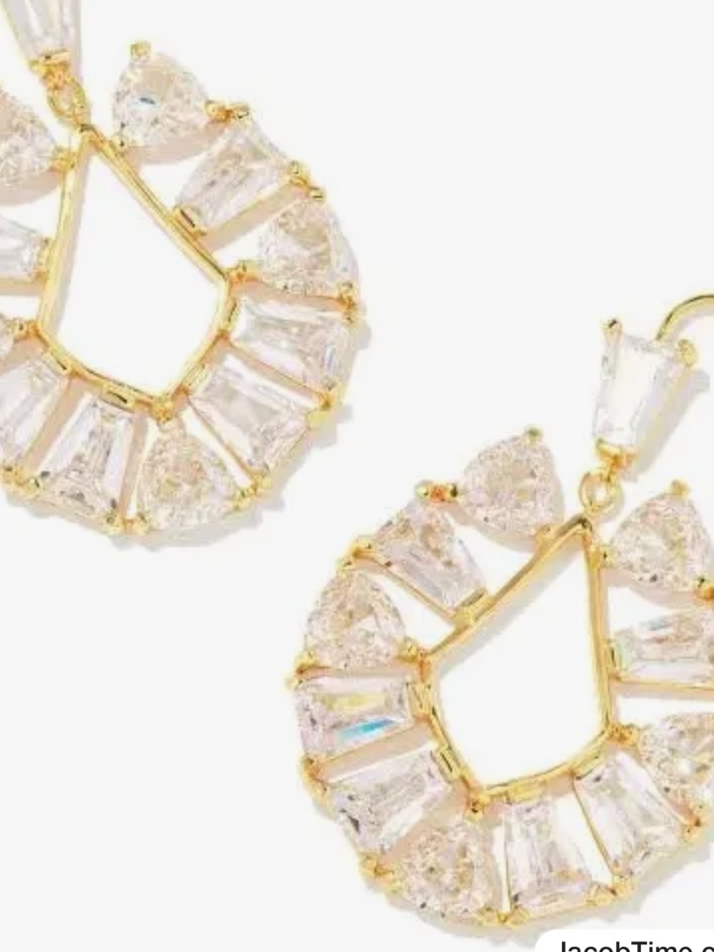 Kendra Scott Gold and White Crystal Open Frame Earrings
